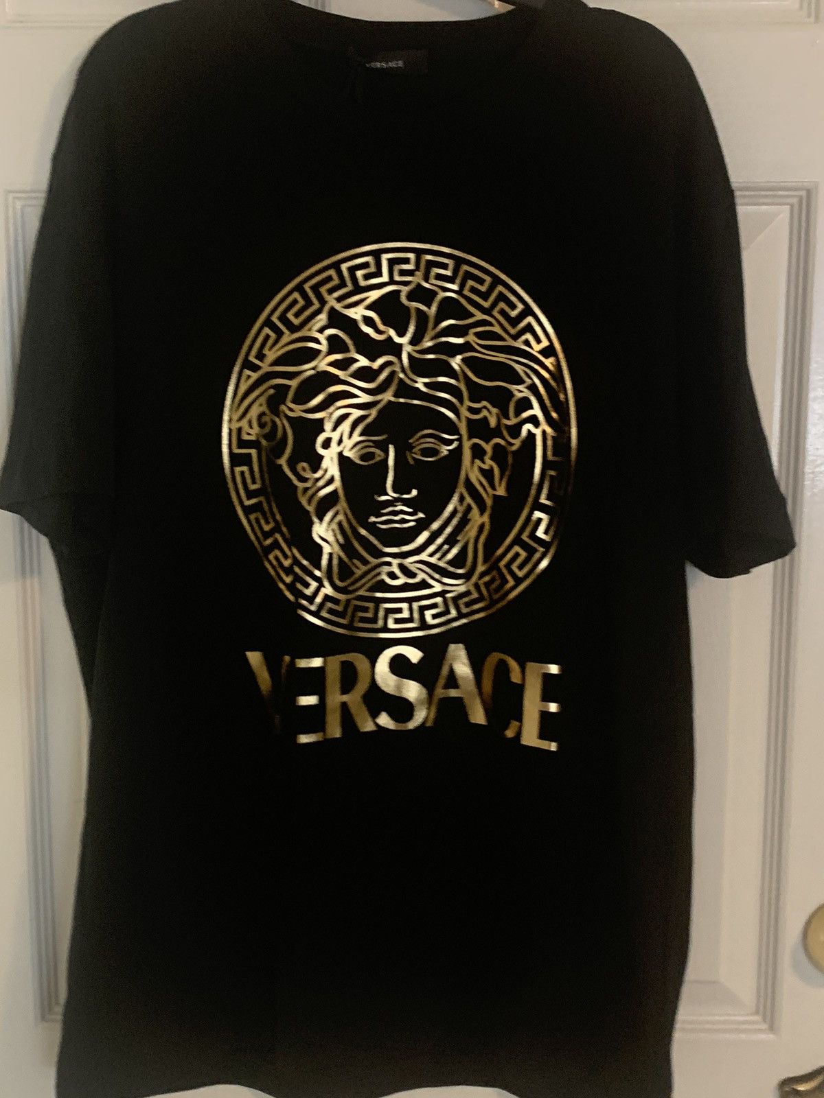 image of Authen Mens Versace Medusa T Shirt. Slim Fit $600 in Black (Size 2XL)