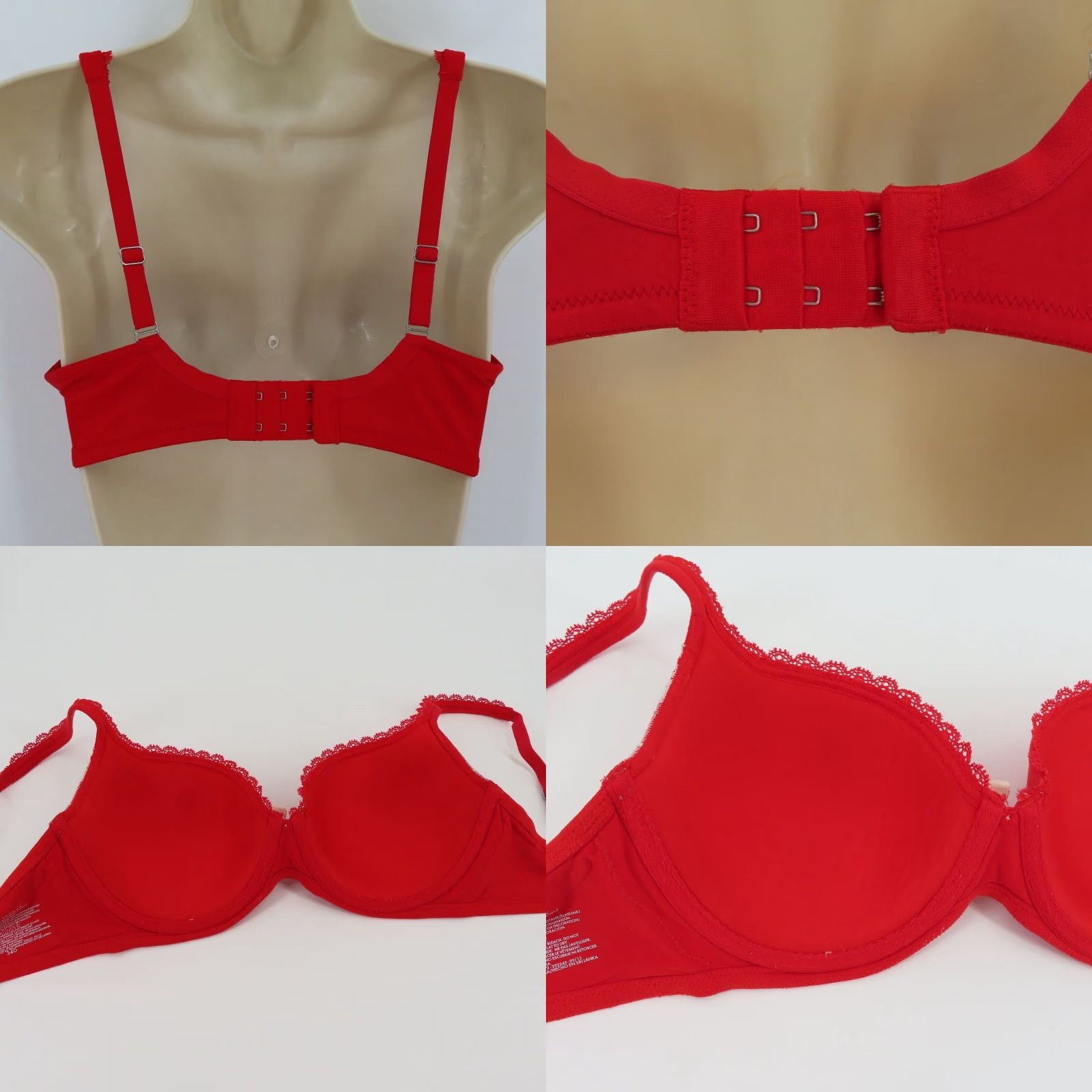Victoria's Secret Victoria's Secret Body by Victoria Lined Demi Bra 34D Red Lace Trim Bow Underwire T-Shirt Cup D Women Size ONE SIZE - 8 Thumbnail