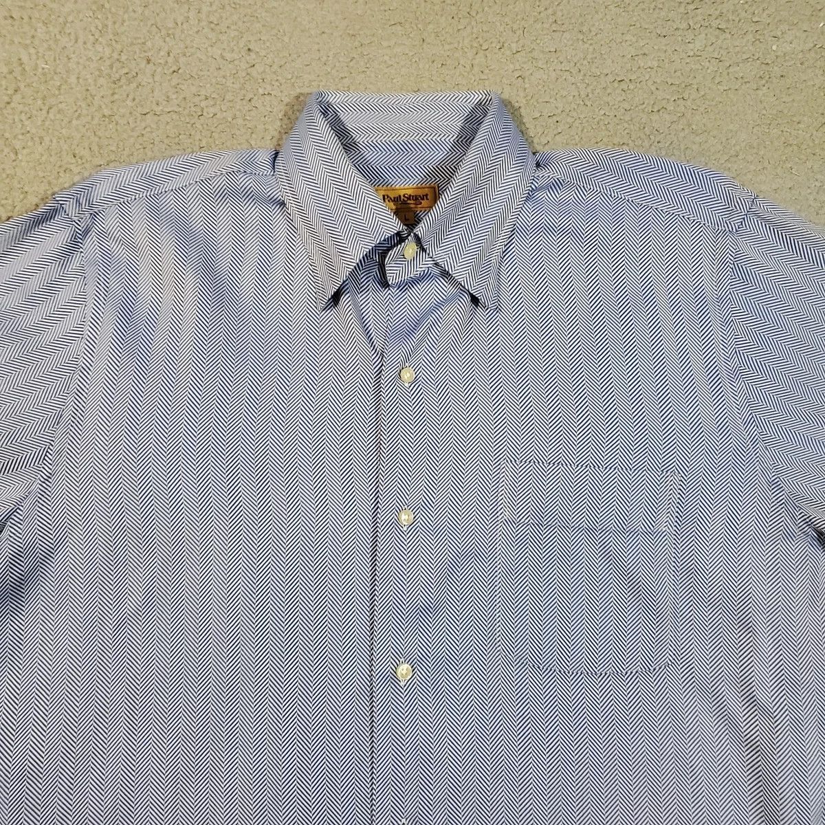 Paul Smith Paul Smith Mens Large Blue White Herringbone LS Dress Shirt Size US L / EU 52-54 / 3 - 2 Thumbnail