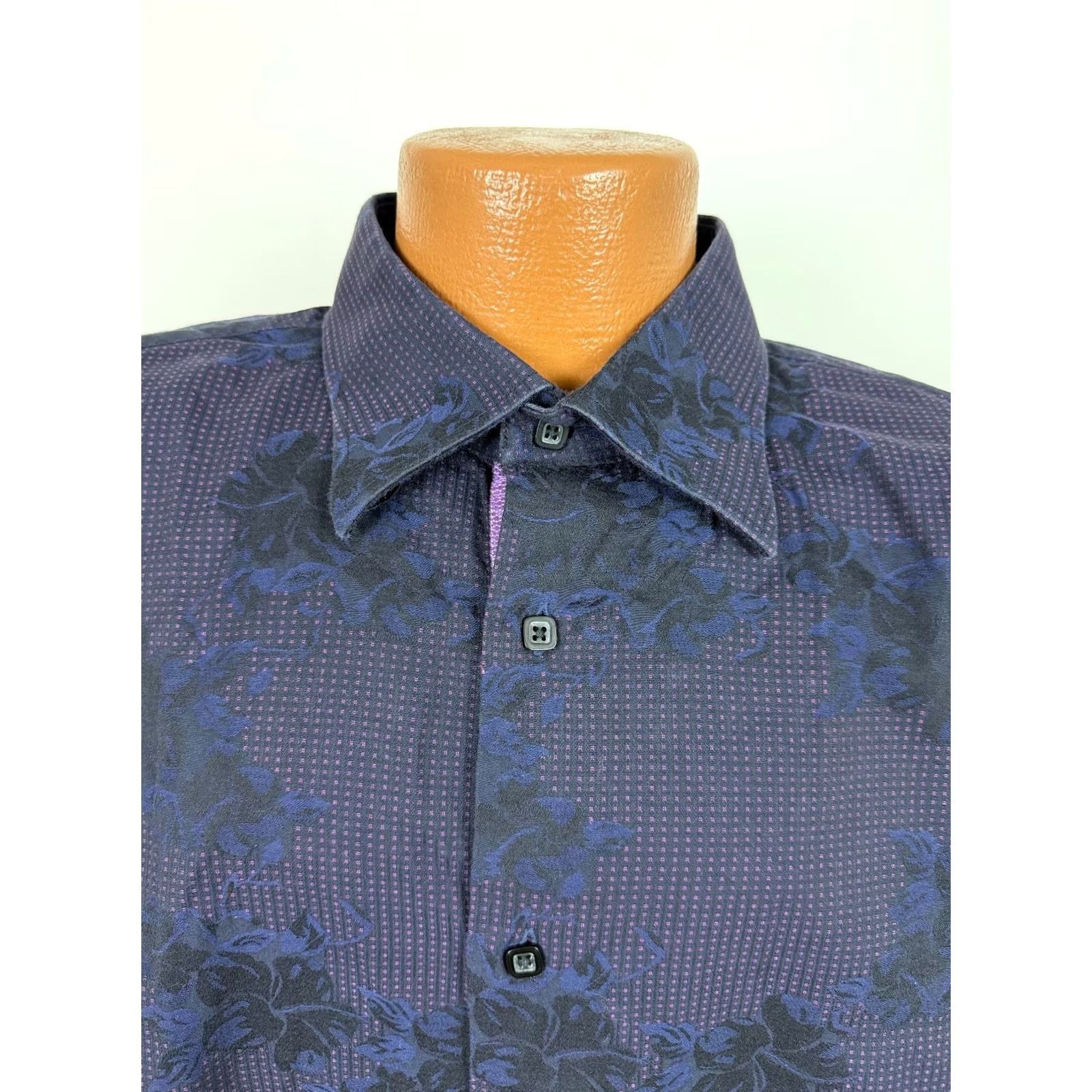Vintage VINTAGE Visconti Uomo Shirt Men XL Floral Jacquard Black Button Up Mercereized Cotton Size US XL / EU 56 / 4 - 4 Thumbnail