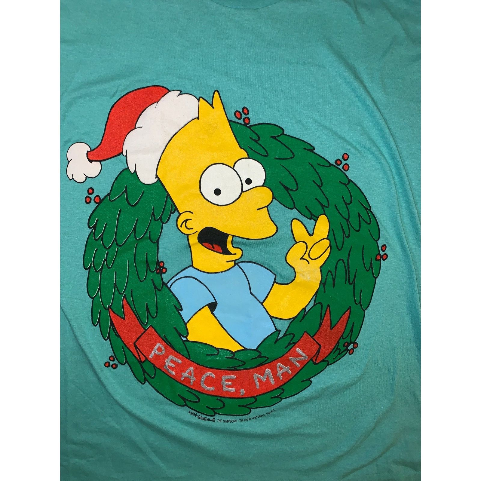 The Simpsons × Vintage 1990 Bart Simpson Peace Man Christmas T Shirt USA Large SSI Size US L / EU 52-54 / 3 - 2 Thumbnail
