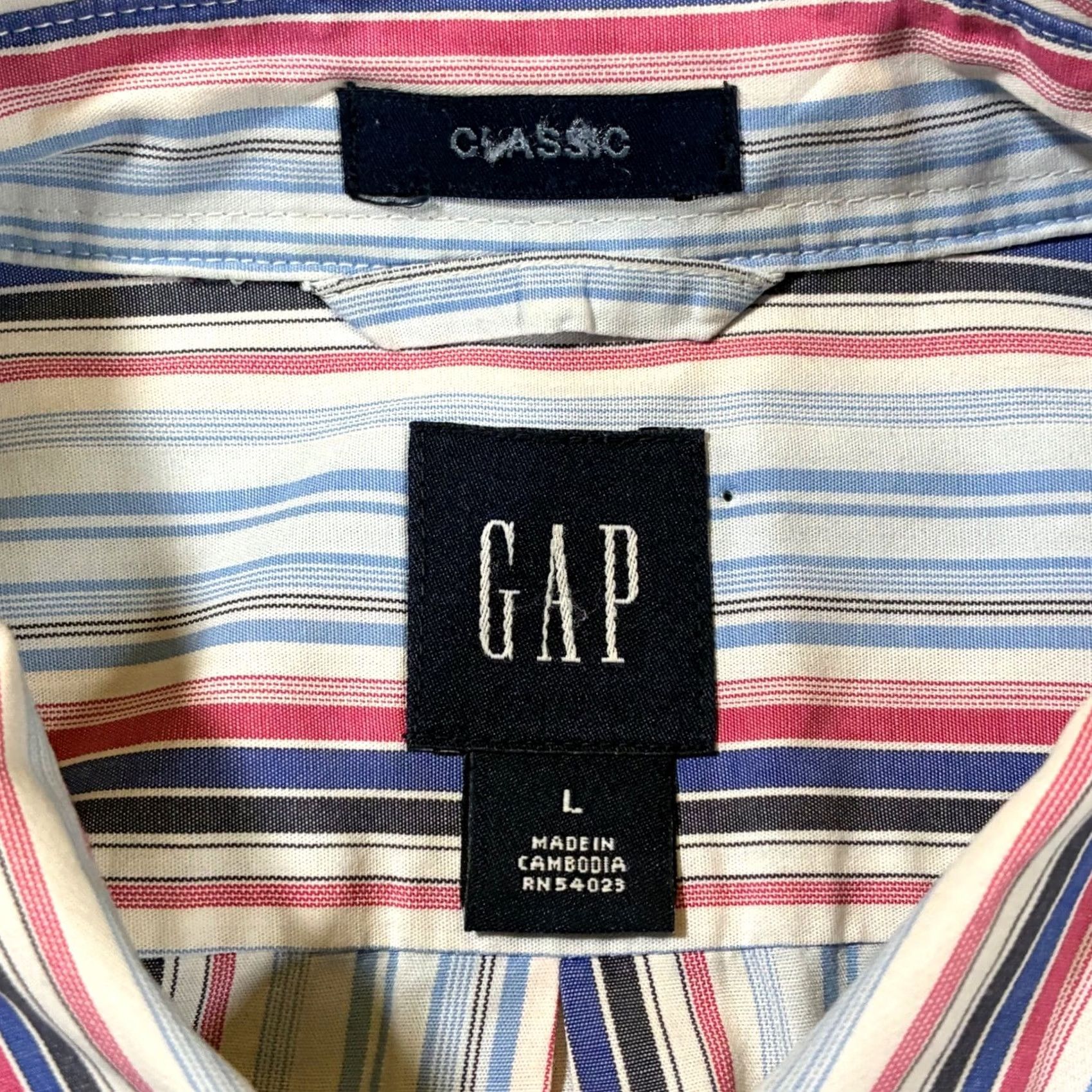 Gap GAP Shirt Mens L Long Sleeve Button-Up Striped Cotton Classic Fit Collar Button-Down Size US L / EU 52-54 / 3 - 7 Thumbnail