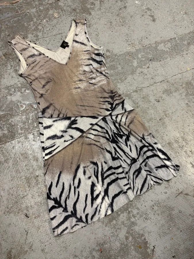 Just Cavalli × Vintage 2000s Cavalli Zebra Eroded Safari Dress Size M / US 6-8 / IT 42-44 - 2 Thumbnail