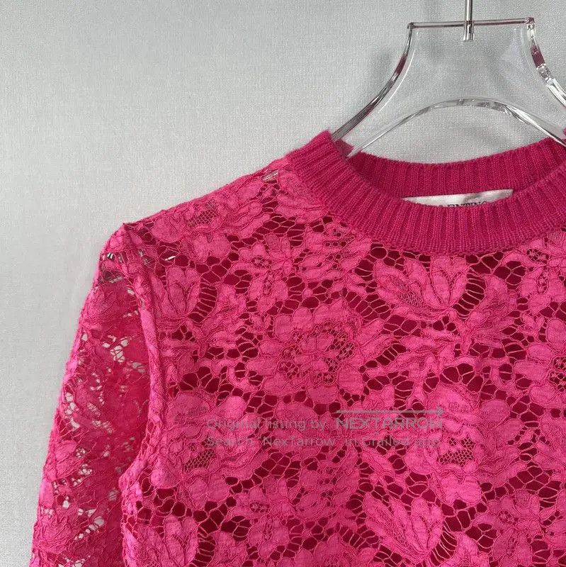 Valentino Valentino Pink Lace Long Sleeve T-Shirt . Size S / US 4 / IT 40 - 3 Thumbnail