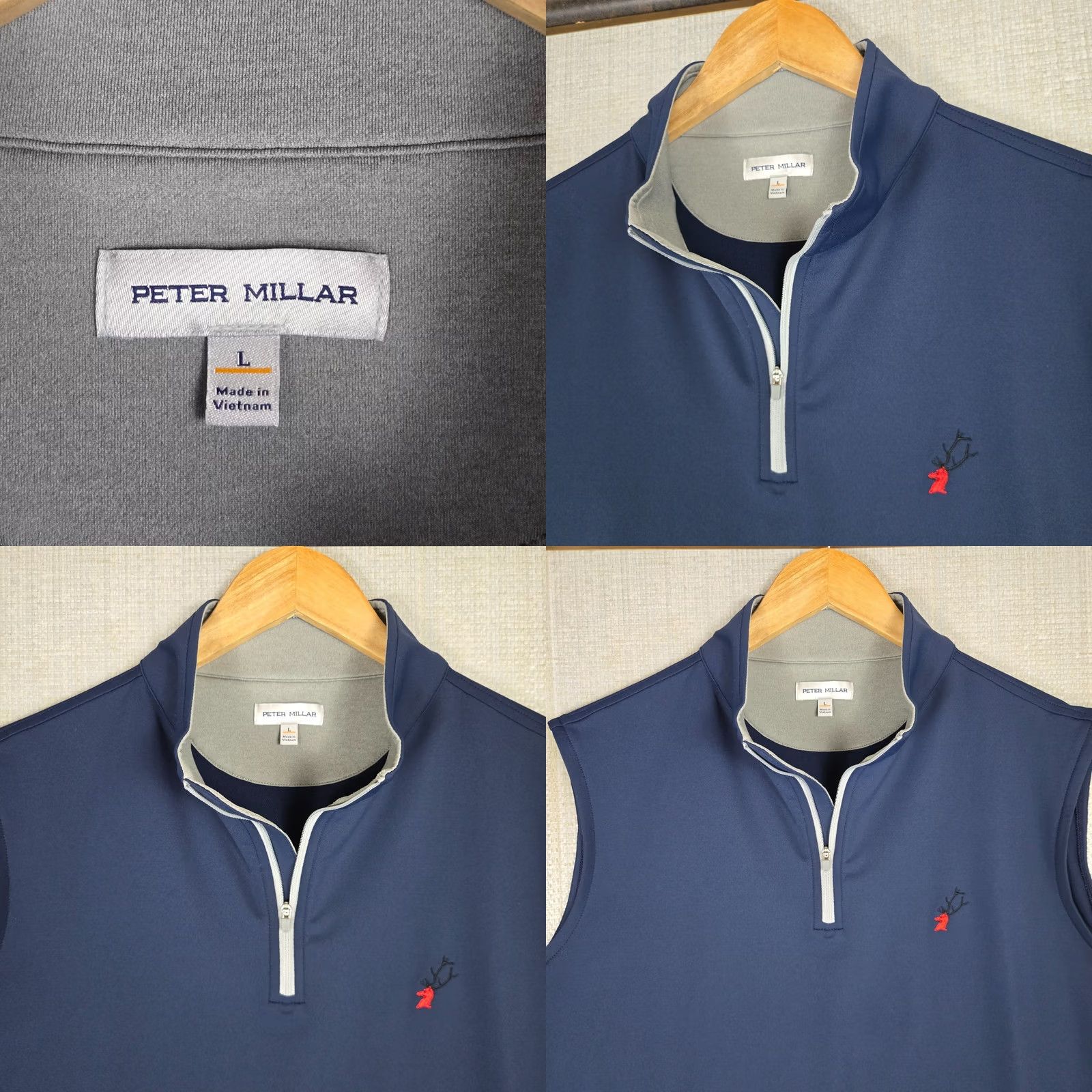 Peter Millar Peter Millar Crown Sport Perth Wicking Mens 1/4 Zip Vest Pullover Blue Golf Casual Shirt Jacket Windbreaker Stand-Up Collar Large Mens Size US L / EU 52-54 / 3 - 8 Thumbnail