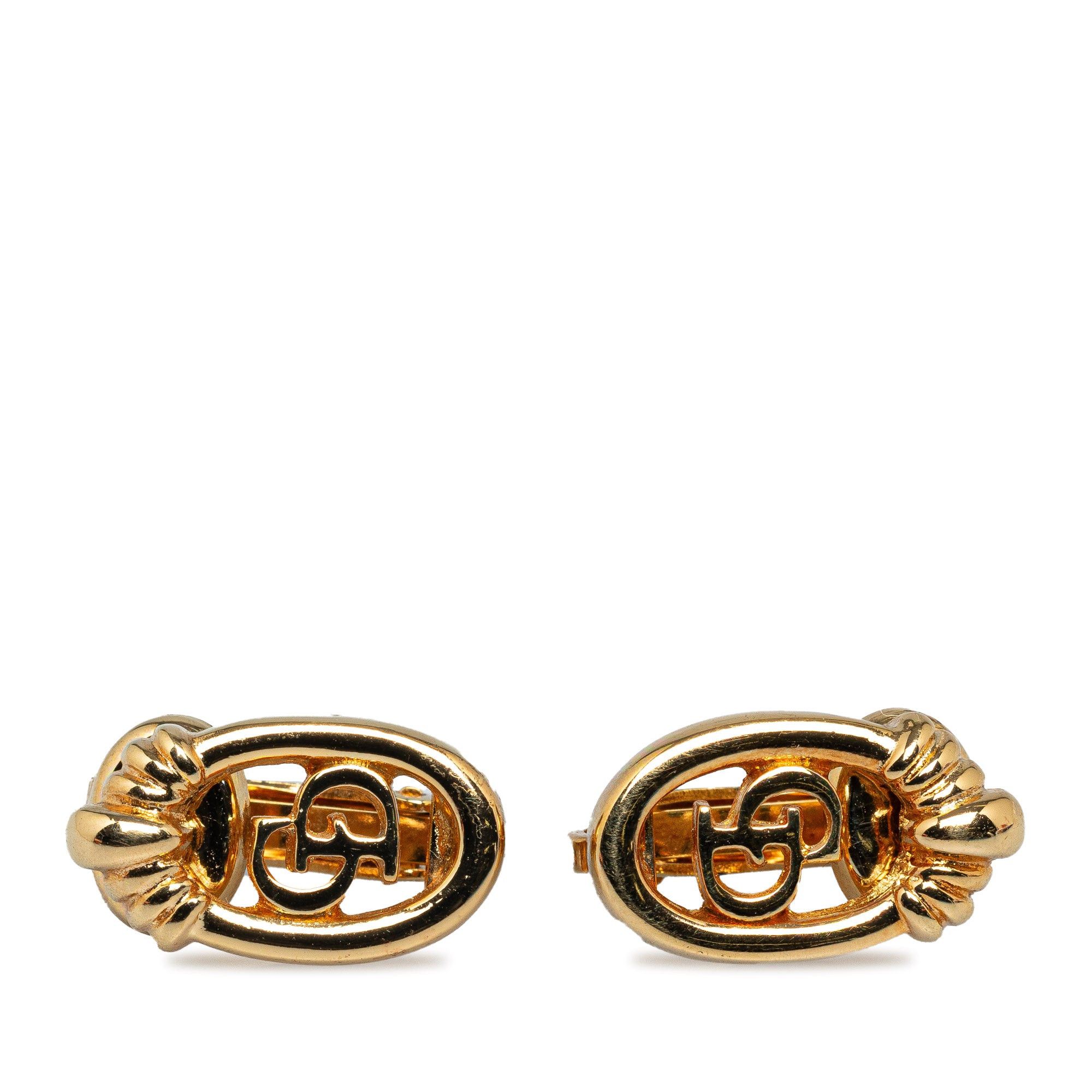 image of Dior Logo Clip On Earrings Costume Earrings in Gold, Women's