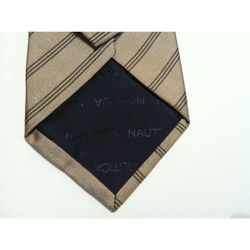 Nautica NAUTICA MENS NEW BROWN 100%SILK STRIPED TIE WIDTH: 3 3/4" Size ONE SIZE - 3 Thumbnail