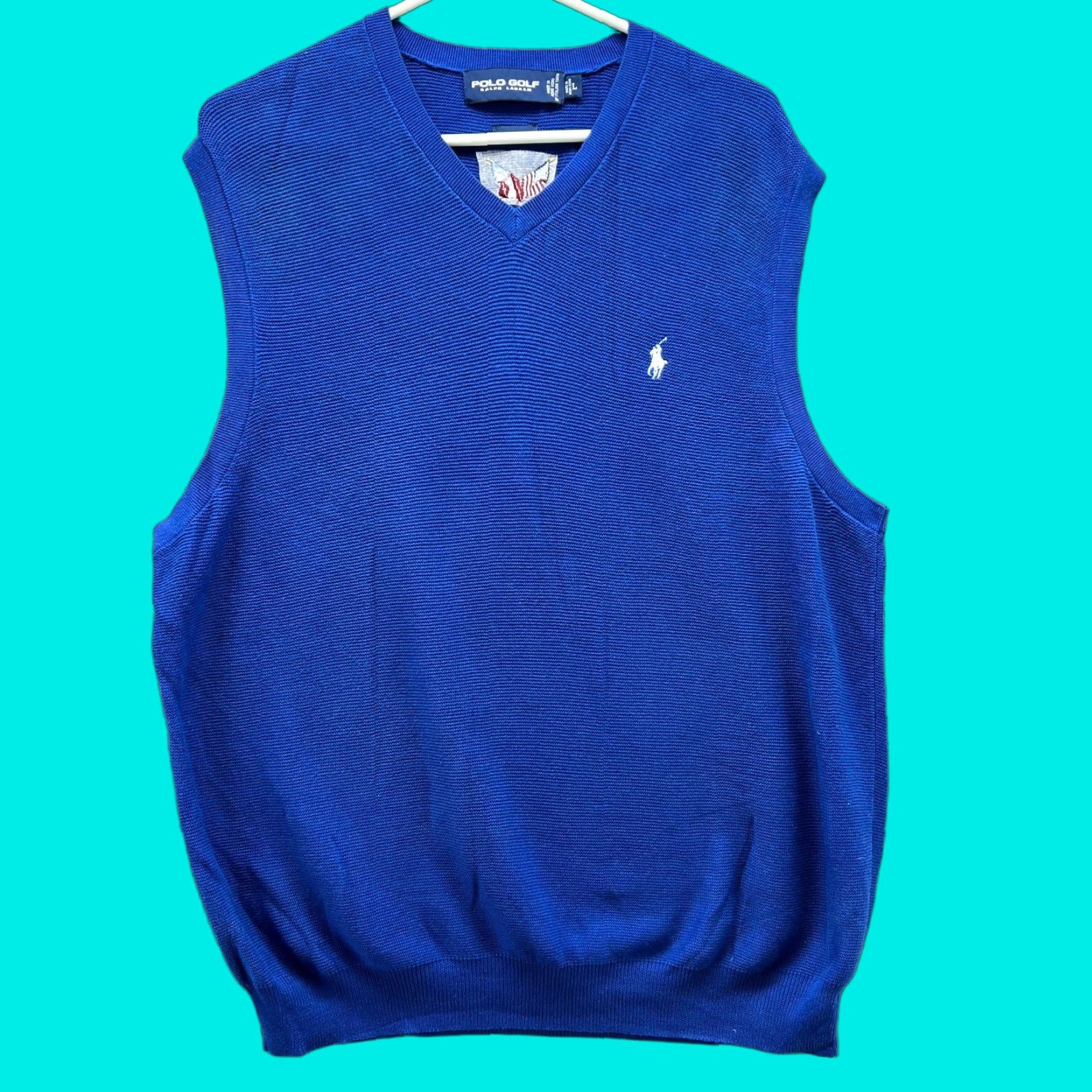 Polo Ralph Lauren VINTAGE Polo Ralph Lauren Vest Sweater Mens Large Royal Blue Knit Pony Patch Logo Golf Size US L / EU 52-54 / 3 - 1 Thumbnail