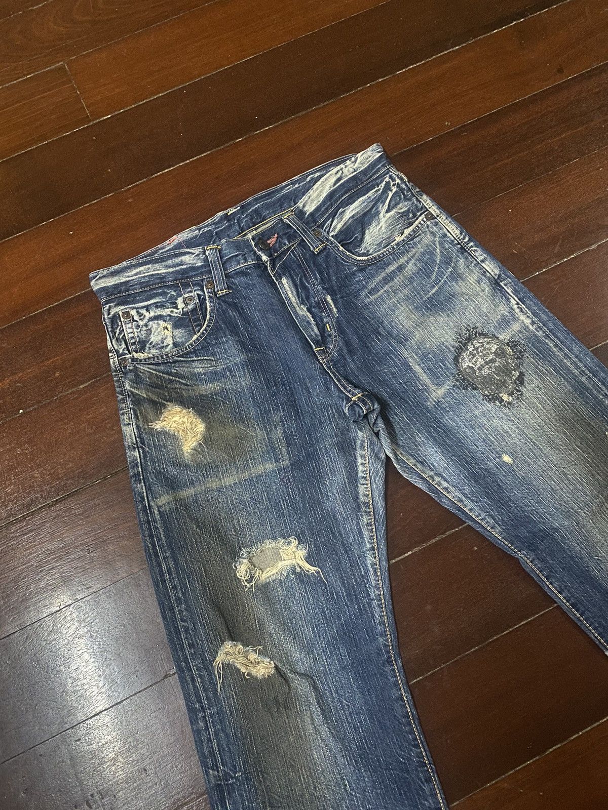 Edwin Rare Vintage Edwin 504 Clawmark Distressed Faded rusty Size US 34 / EU 50 - 7 Thumbnail