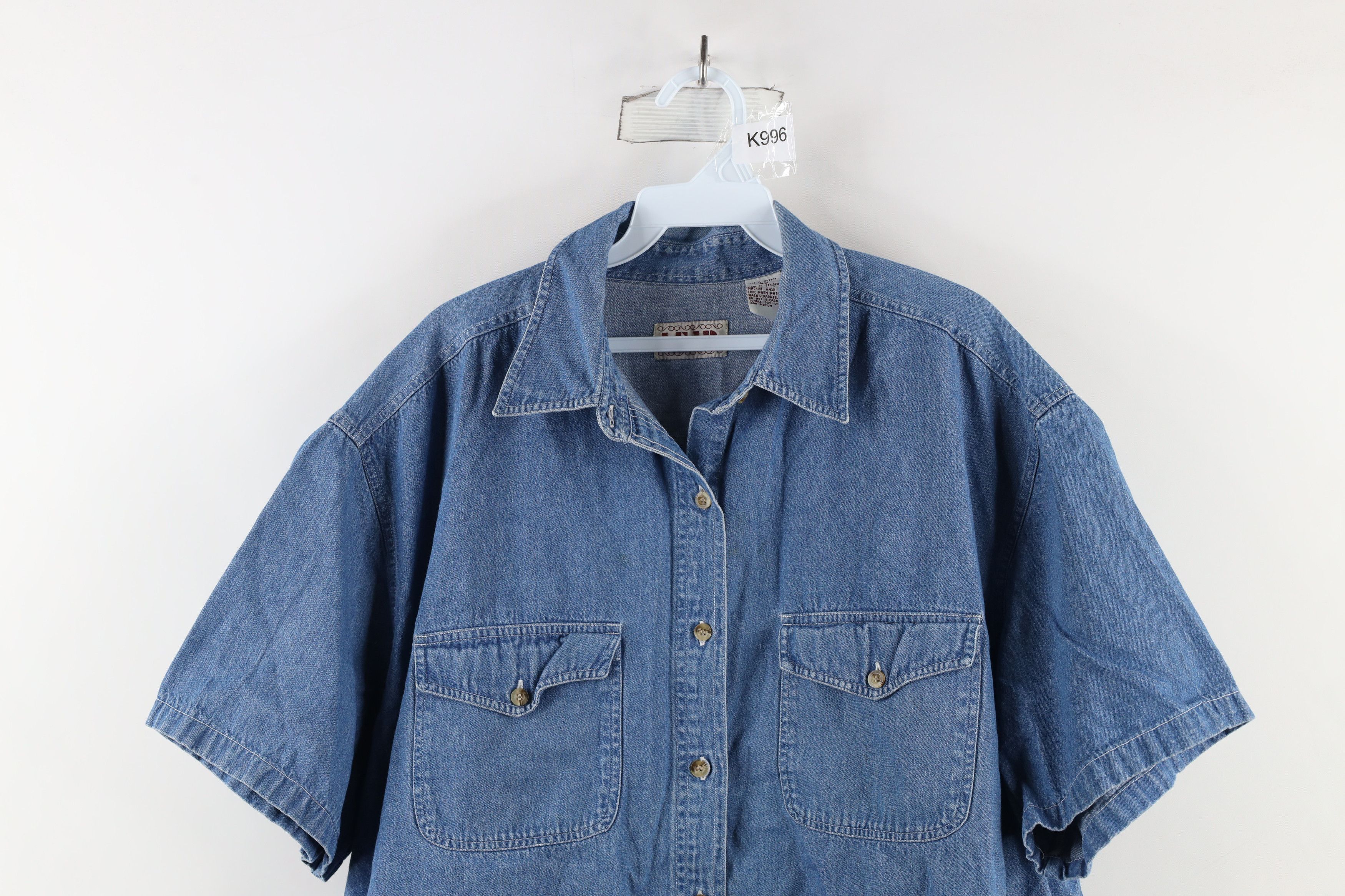 Vintage Vintage 90s Streetwear Short Sleeve Jean Button Shirt Blue Size S / US 4 / IT 40 - 2 Thumbnail