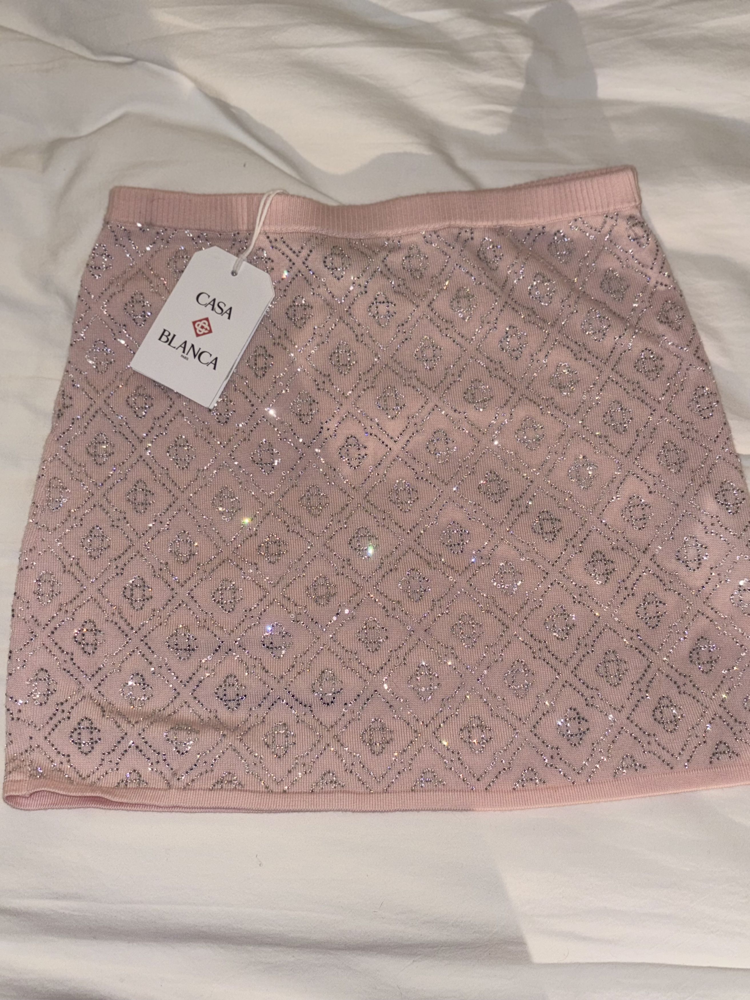 Casablanca CRYSTAL MONOGRAM KNIT MINI SKIRT Size 25" / US 0 / IT 36 - 1 Preview