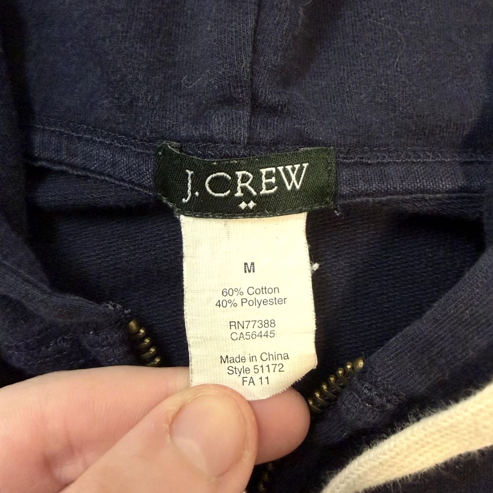 J.Crew J.Crew Hoodie Mens Medium Blue Fleece Full Zip Drawstring Pocket Sweatshirt Size US M / EU 48-50 / 2 - 2 Thumbnail
