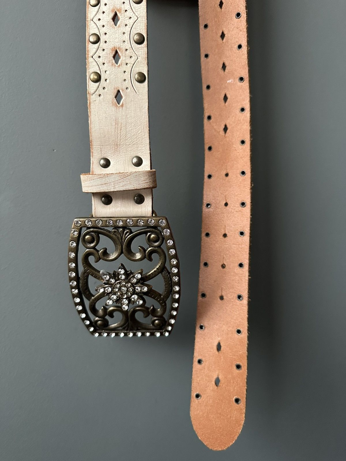 Vintage Vintage Western Boho Leather Belt Ornate Buckle Size ONE SIZE - 4 Thumbnail