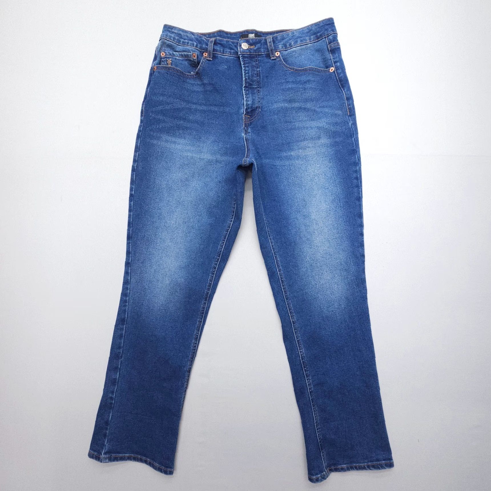 Frye Frye Jeans Cuffed Crop Size 10 Blue High Rise Stretch Denim 28" Inseam Women Regular 5-Pocket Pattern Solid Size 32" / US 10 / IT 46 - 2 Thumbnail