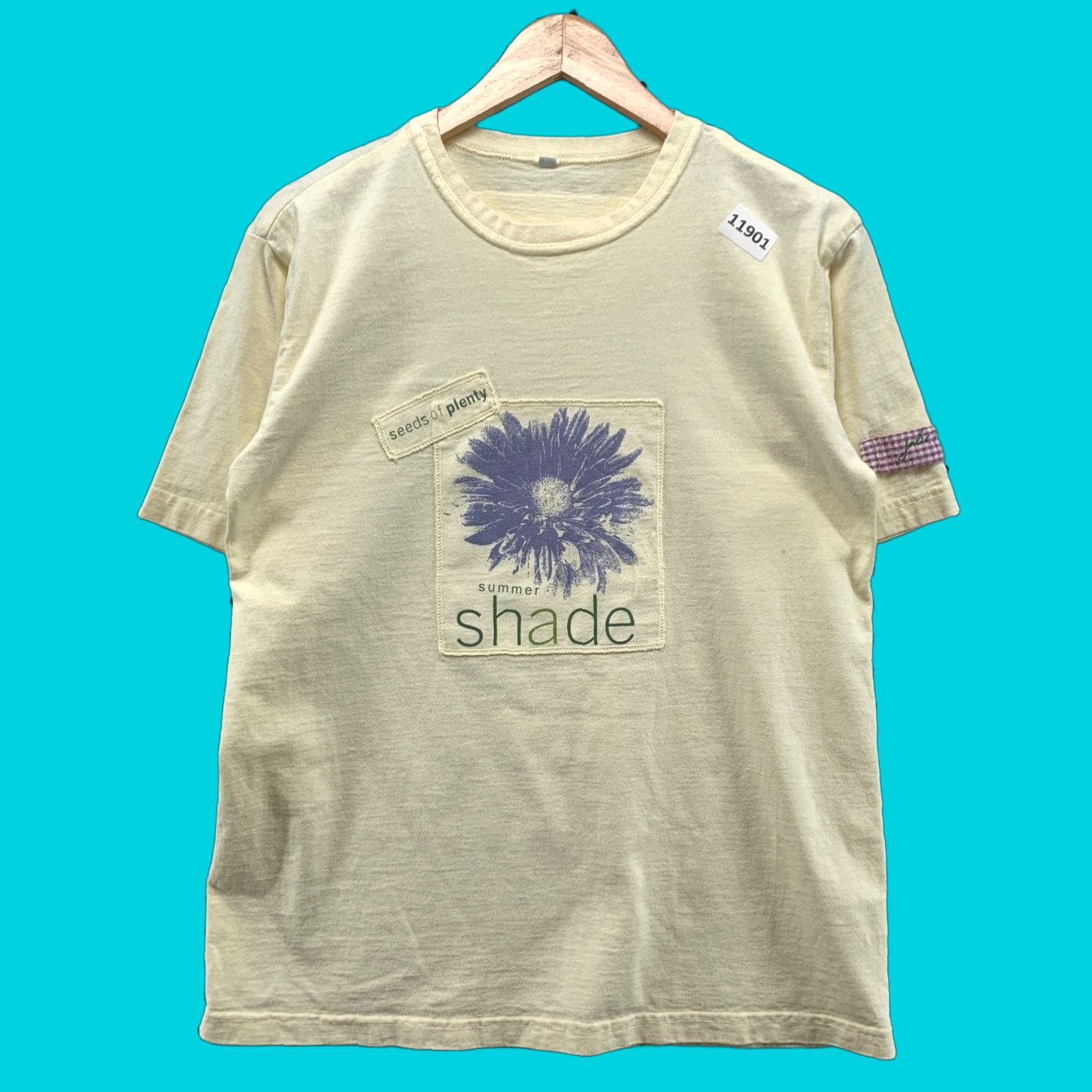 Vintage VINTAGE Seeds of Plenty Summer Shade Graphic T-Shirt Adult Medium Yellow Short Sleeve Crew Neck 90s Unisex Size US 31 - 1 Thumbnail
