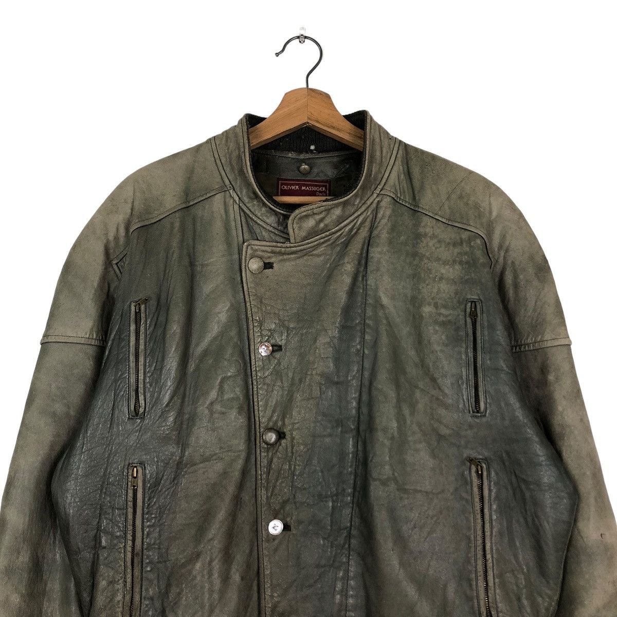 Japanese Brand 🔥VINTAGE BIKER LEATHER JACKET OLIVIER MASSUGER ISSEY MIYAKE Size US L / EU 52-54 / 3 - 3 Thumbnail