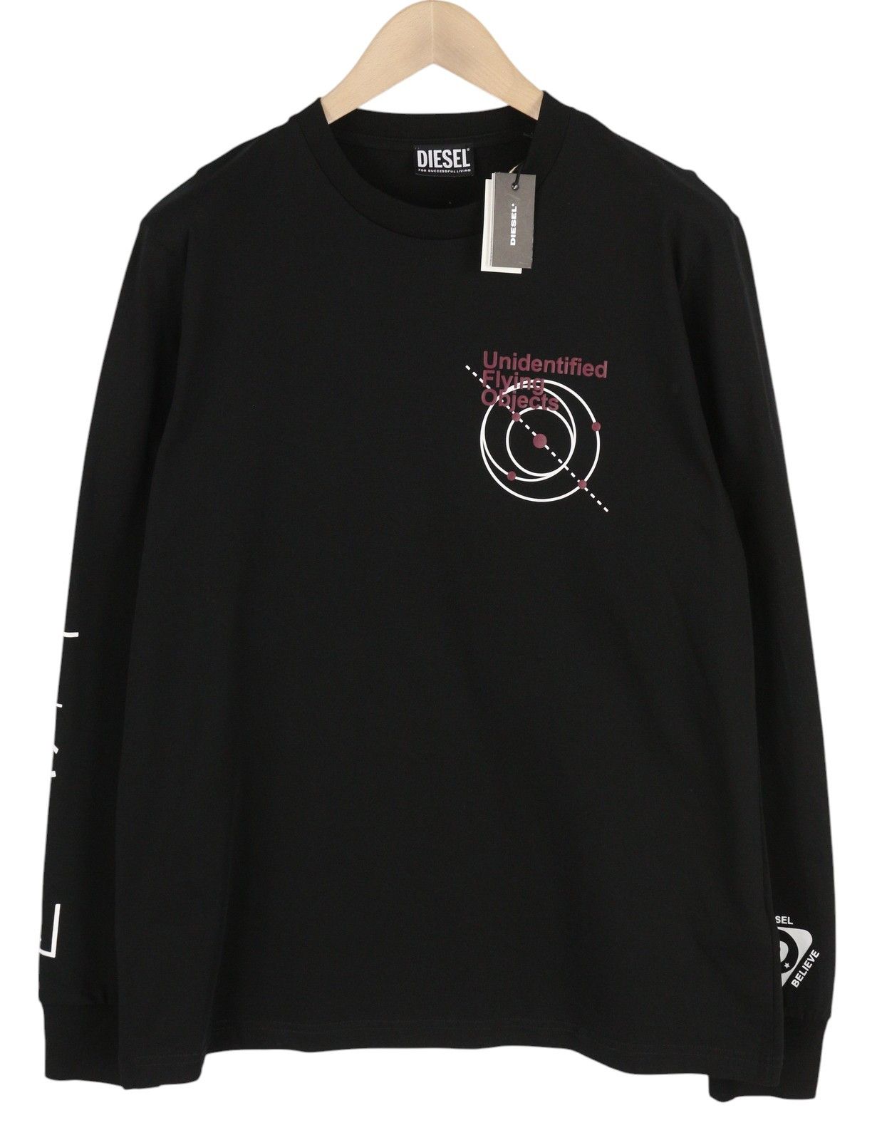 Diesel T-JUST-LS-B52 M Black Tricot Printed T-Shirt 40996 Size US M / EU 48-50 / 2 - 1 Thumbnail