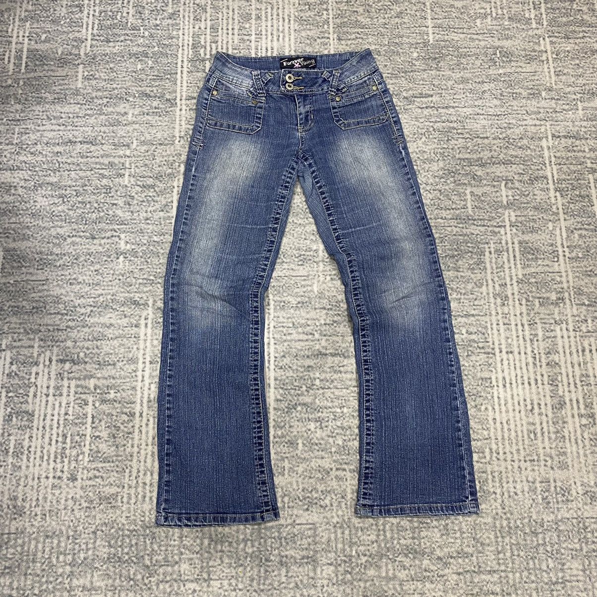 Japanese Brand Flare☠️ Forever Young Bootcut Washed Jeans Punk Cowboy Size US 29 - 1 Thumbnail