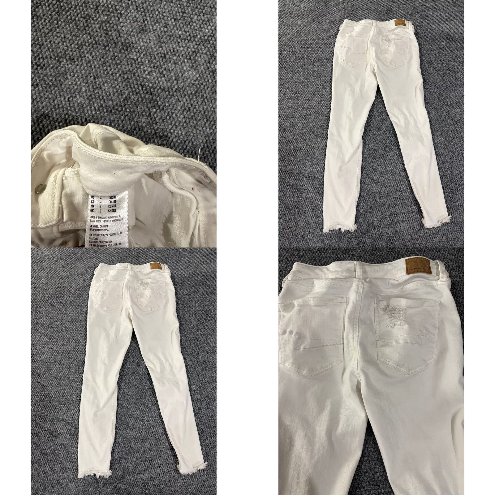American Eagle Outfitters American Eagle jegging jeans Womens 4 Short White Distressed Stretch Denim Ankle Zip Pockets Slim 5-Pocket Size 27" / US 4 / IT 40 - 8 Thumbnail