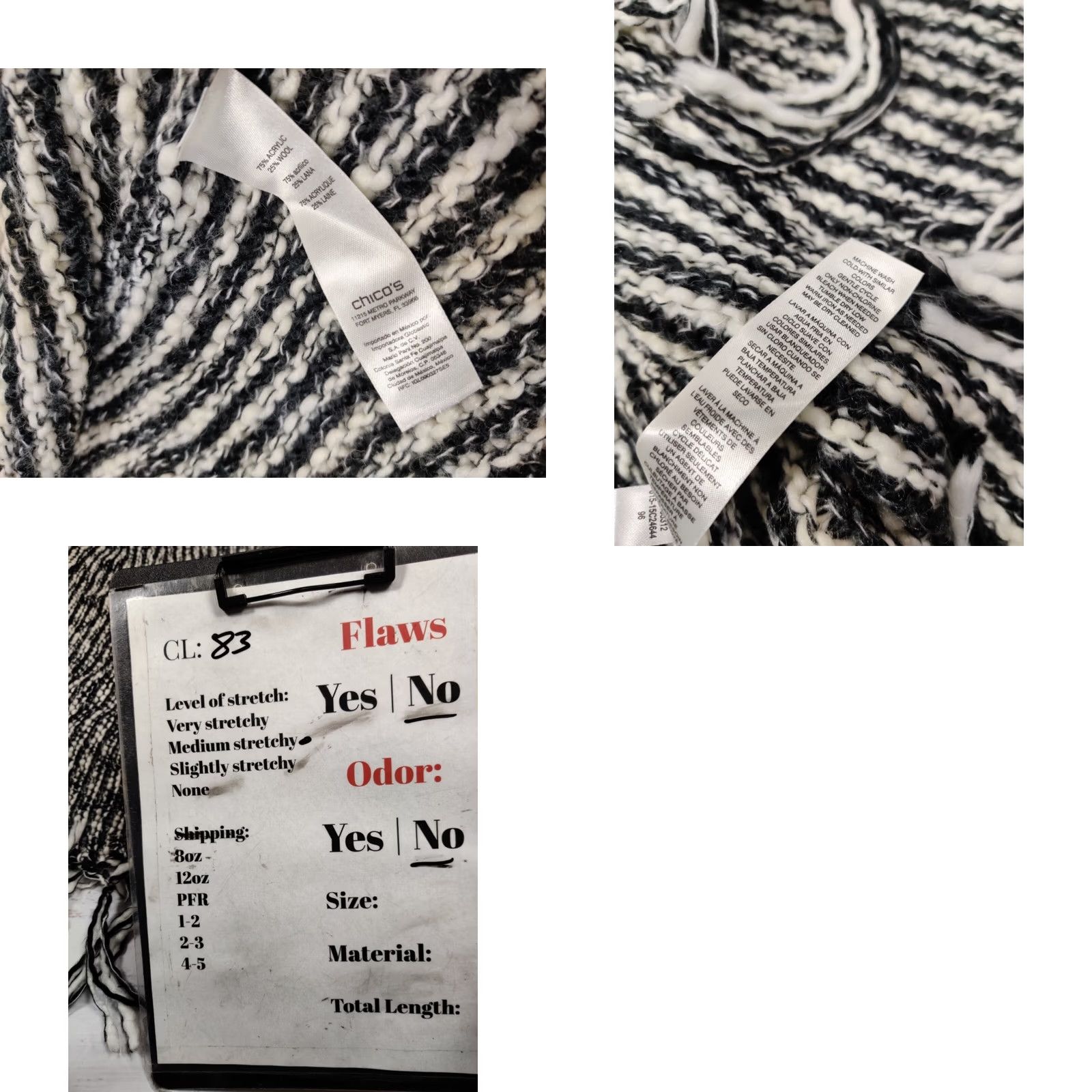 Vintage Chico's Sweater Vest Shirt Women S Black Fringe Open Front Striped Knit Wool Blend Vest Size S / US 4 / IT 40 - 8 Thumbnail