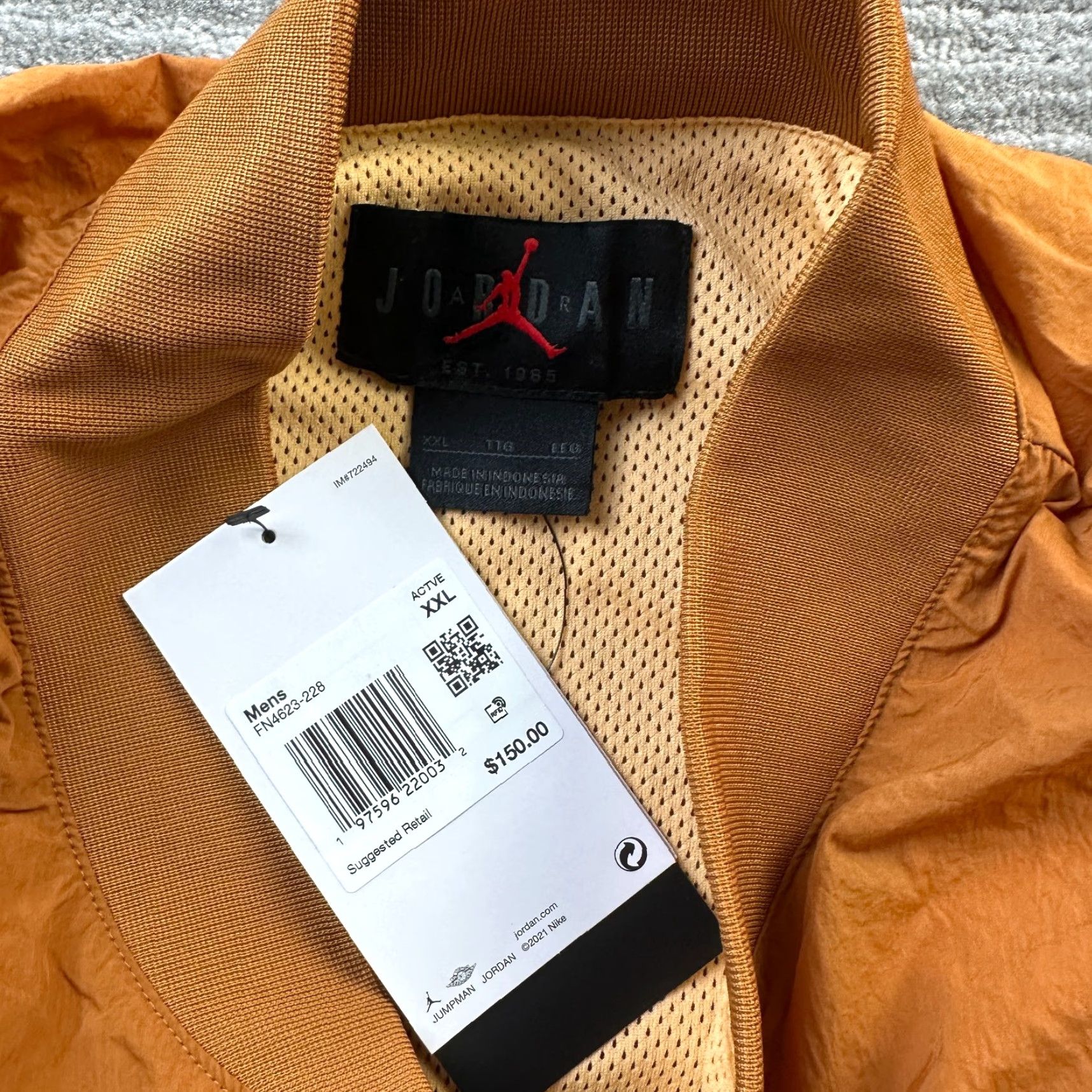 Jordan Brand Jordan Jacket Mens 2XL Orange Renegade Essentials Lightweight Bomber Windbreaker Size US XXL / EU 58 / 5 - 7 Thumbnail