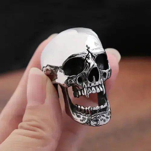 Jewelry Vampire Skull Ring in Silver, Men's