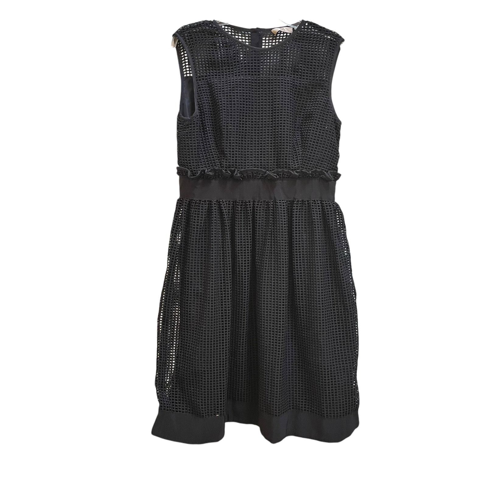 Orla Kiely Orla Kiely Black Grid Mesh Sleeveless Knee Length Dress Size M / US 6-8 / IT 42-44 - 4 Thumbnail