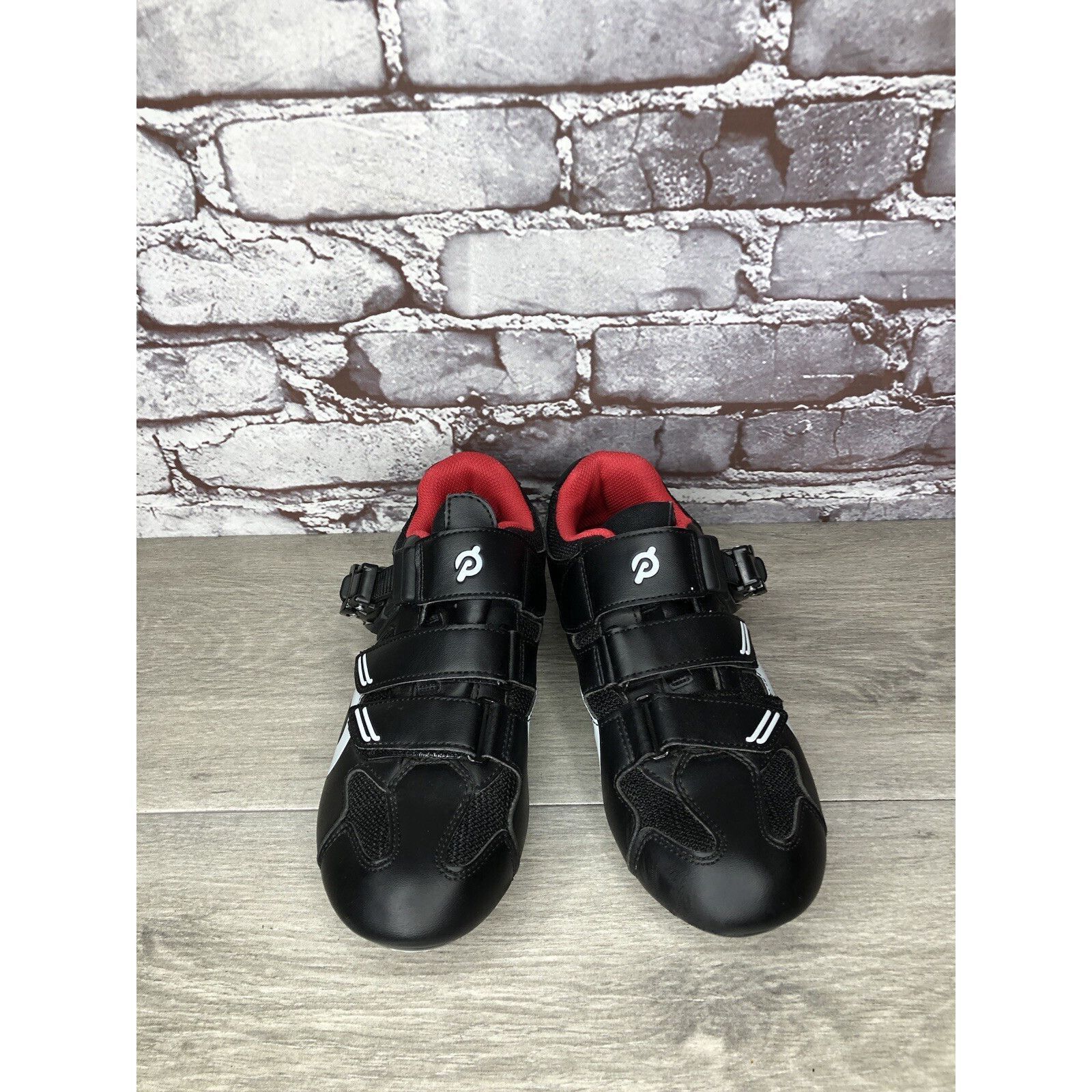 Other Peloton Cycling Shoes Black Leather Mesh White Red Strap Wom Size US 6.5 / IT 36.5 - 16 Thumbnail