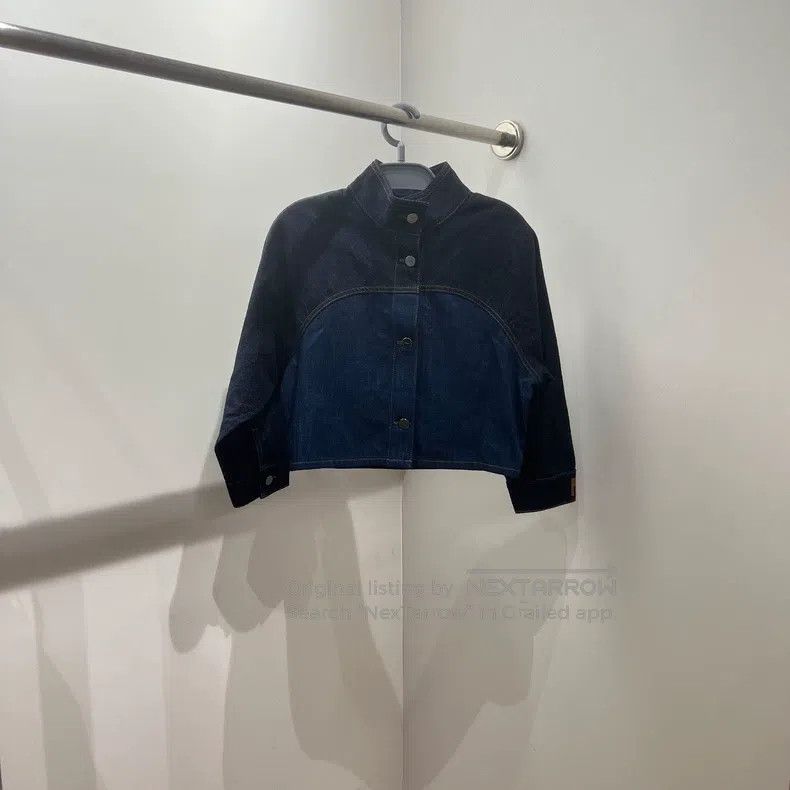 Fendi Color-Blocked Single-Breasted High-Neck Logo Denim J