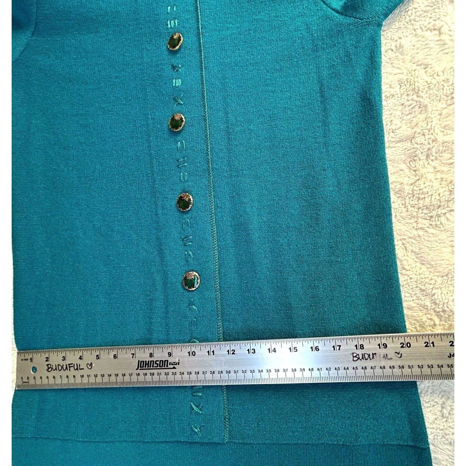 Vintage VINTAGE Steve Fabrikant Womens Medium Wool Blend Knit Sweater Dress Turquoise Size M / US 6-8 / IT 42-44 - 6 Thumbnail