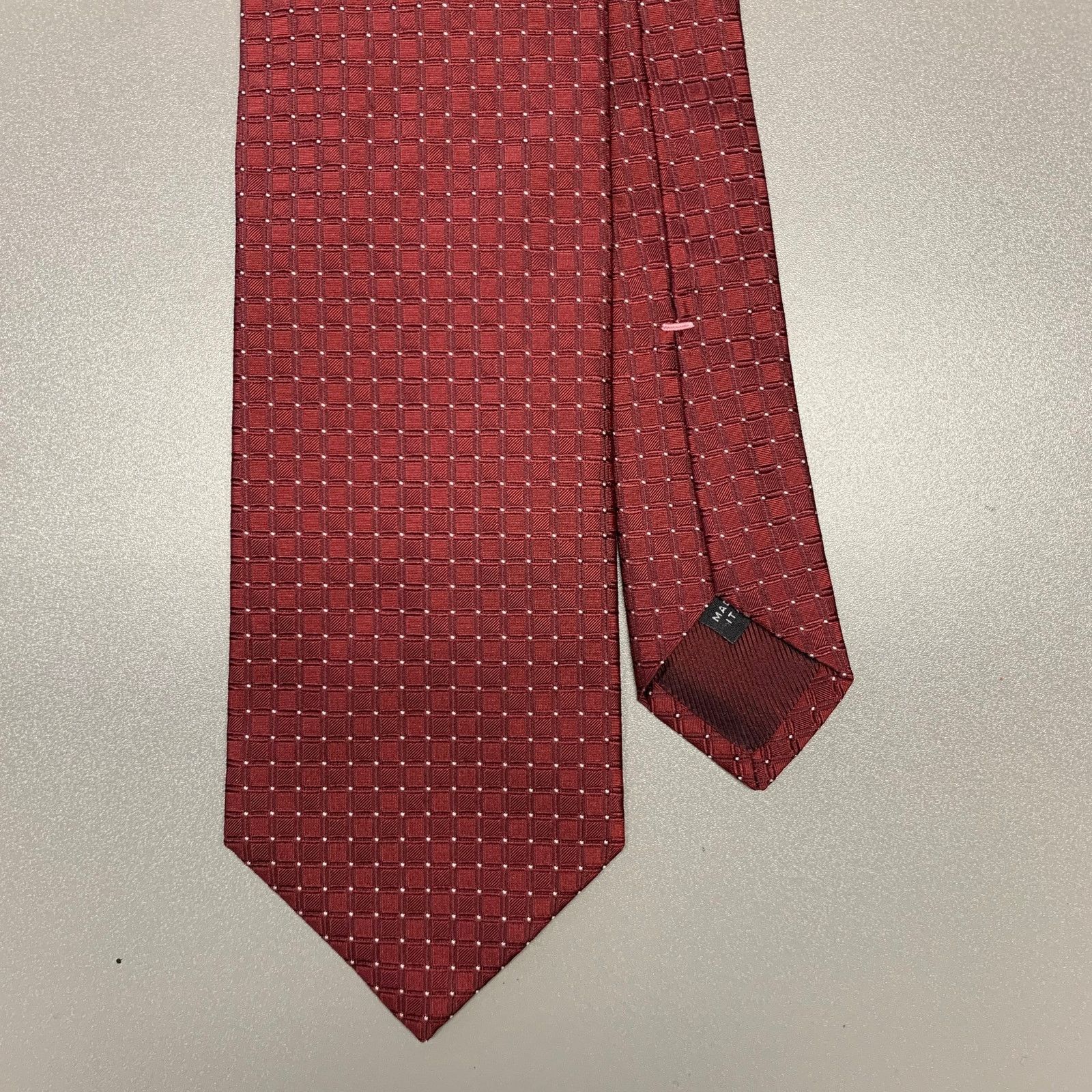 Other BORRELLI Burgundy White Checkered Silk Tie Size ONE SIZE - 1 Thumbnail