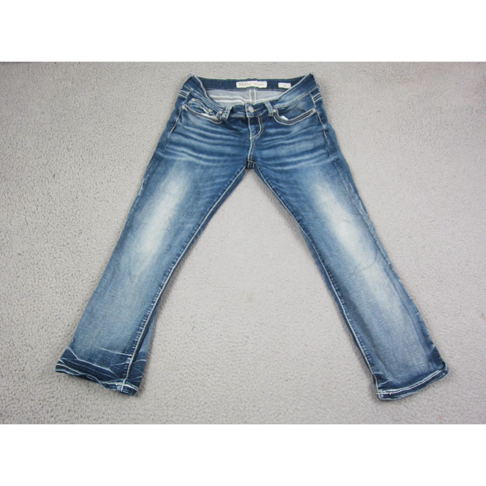Vintage Buckle BKE Jeans Womens Capri 29 Blue Denim Sabrina Cropped 5-Pocket Stretch Casual Regular Size 29 Womens Jeans Capris" Size 29" - 2 Thumbnail