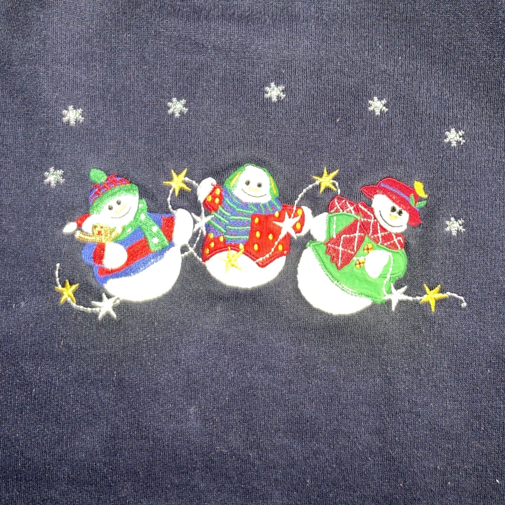 Vintage VINTAGE Women’s Small Snowman Winter Christmas Ugly Sweatshirt Navy Blue Size S / US 4 / IT 40 - 2 Thumbnail