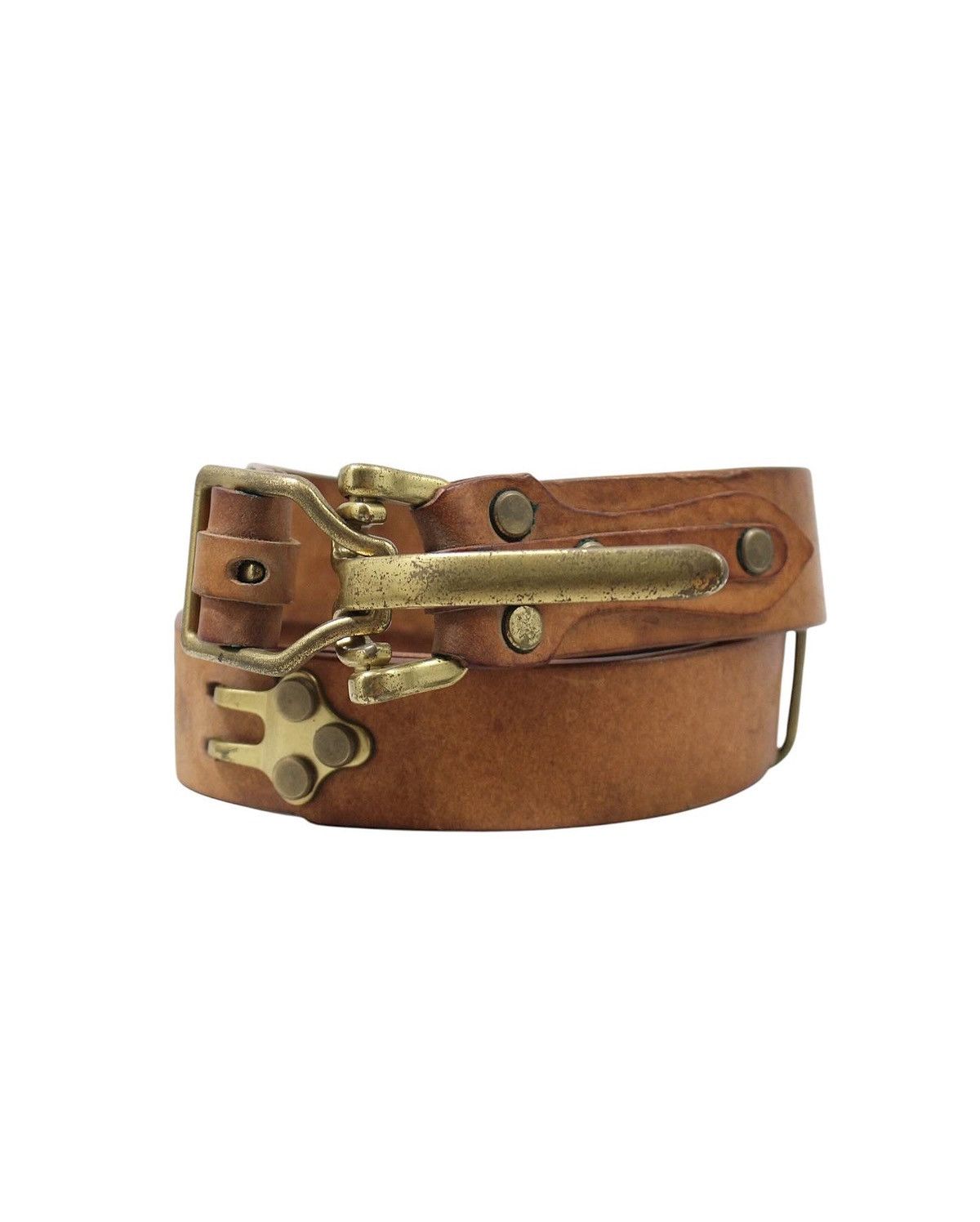 Japanese Brand 2000S INDUSTRIAL GEAR BUCKLE LEATHER BELT Size ONE SIZE - 1 Thumbnail