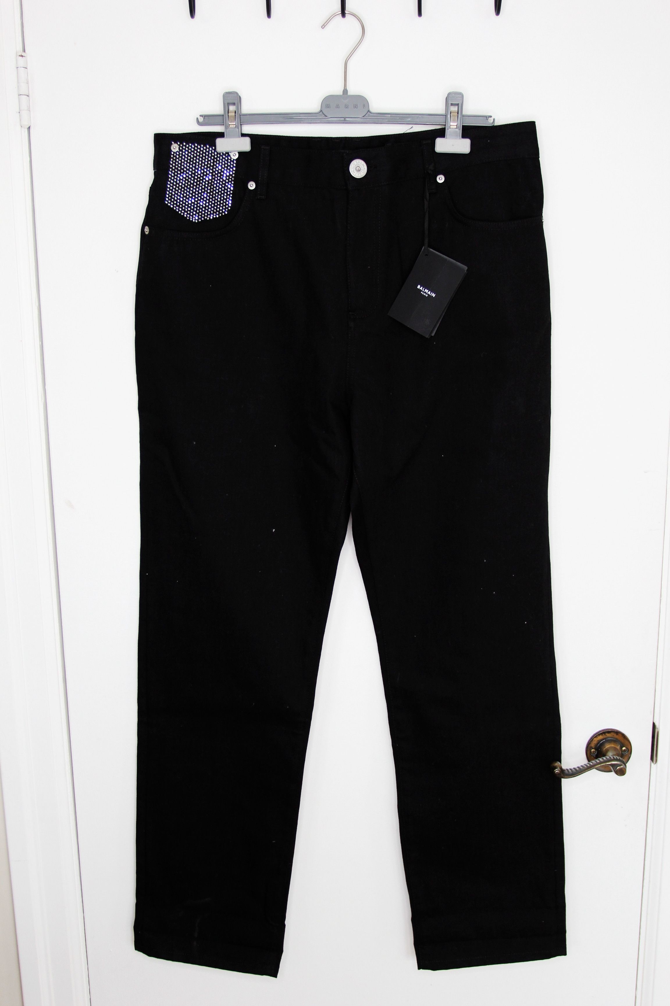Balmain BNWT AW23 BALMAIN STRAIGHT LEG RHINESTONES JEANS 36 Size US 36 / EU 52 - 2 Thumbnail