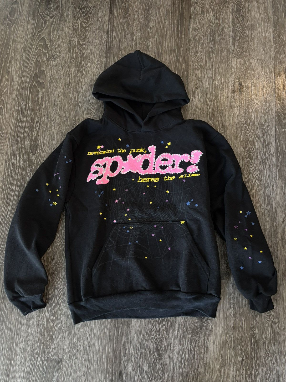 spider sp5derパーカー ブラック サイズs Spider Sp5der P*NK Black Hoodie – Underground Clothing