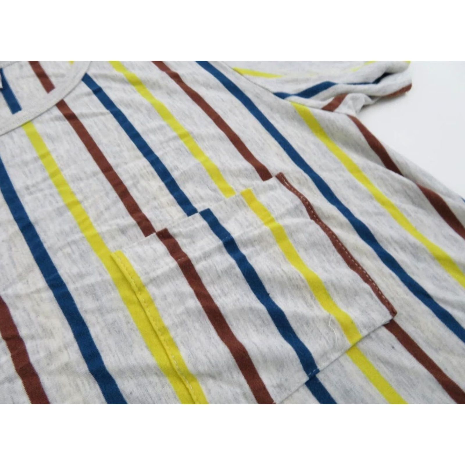 Vintage LuLaRoe Women's Carly Dress XXS Gray Blue Yellow Unicorn High Low 2XS Stripes Size XXS / US 00 / IT 34 - 4 Thumbnail