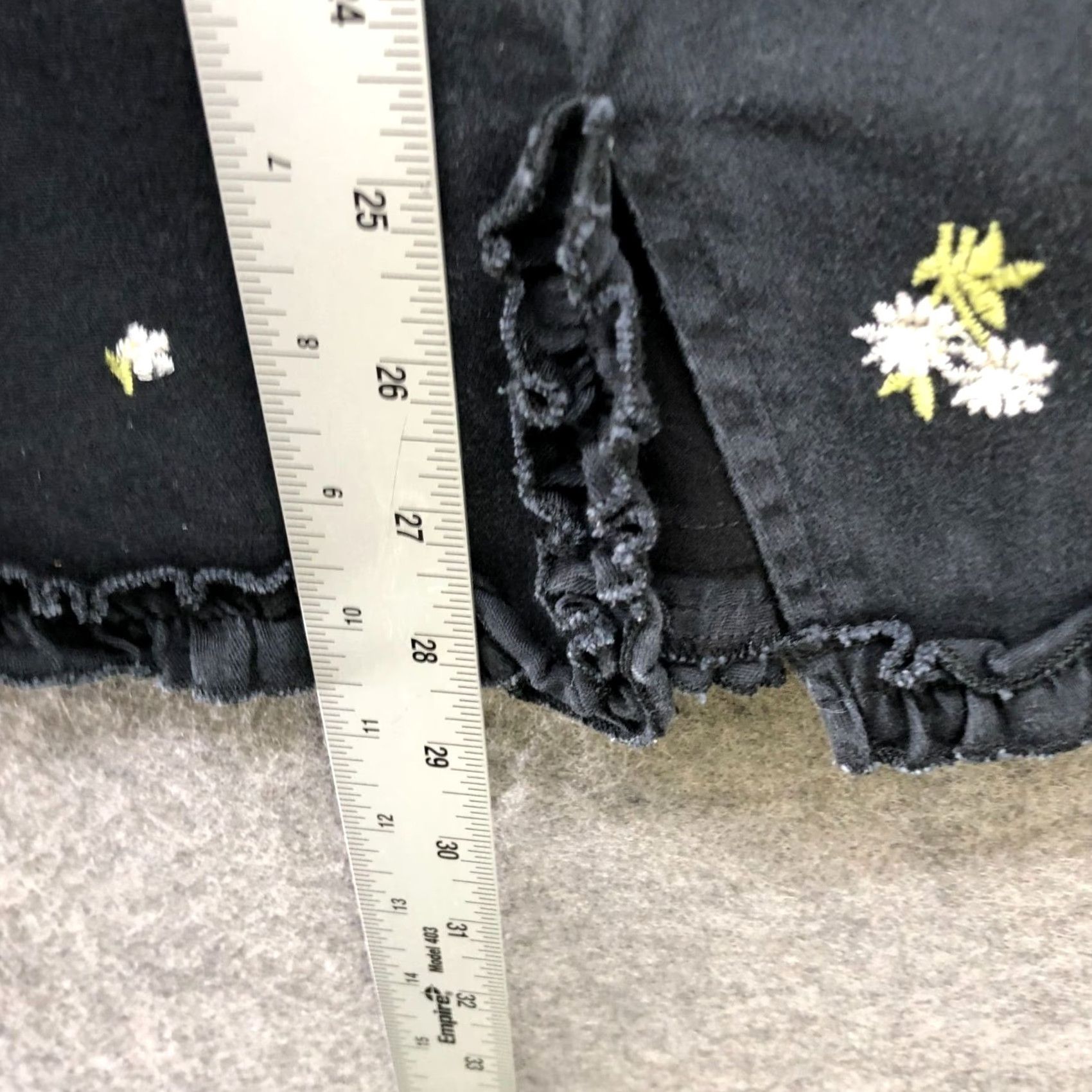 Urban Outfitters VINTAGE Urban Outfitters Wren Embroidered Ruffle Mini Dress XS Black Cotton Blend Cami Size XS / US 0-2 / IT 36-38 - 7 Thumbnail