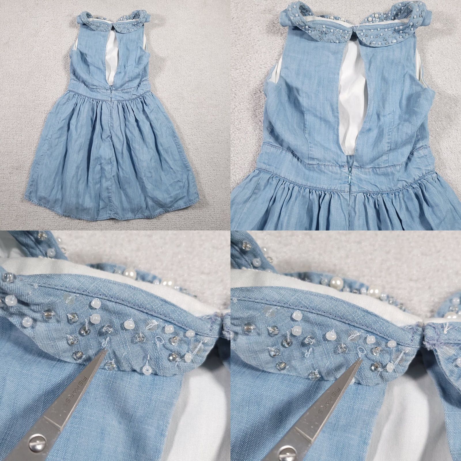 Abercrombie & Fitch VINTAGE Abercrombie & Fitch Mini Dress Women Beaded Cutout Back Blue Collar Y2K Dress A-Line Short Sleeveless Zip Size S / US 4 / IT 40 - 9 Thumbnail