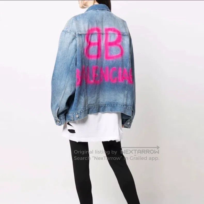 Balenciaga Balenciaga Blue spray paint effect logo print denim jacket Size US XS / EU 42 / 0 - 2 Thumbnail