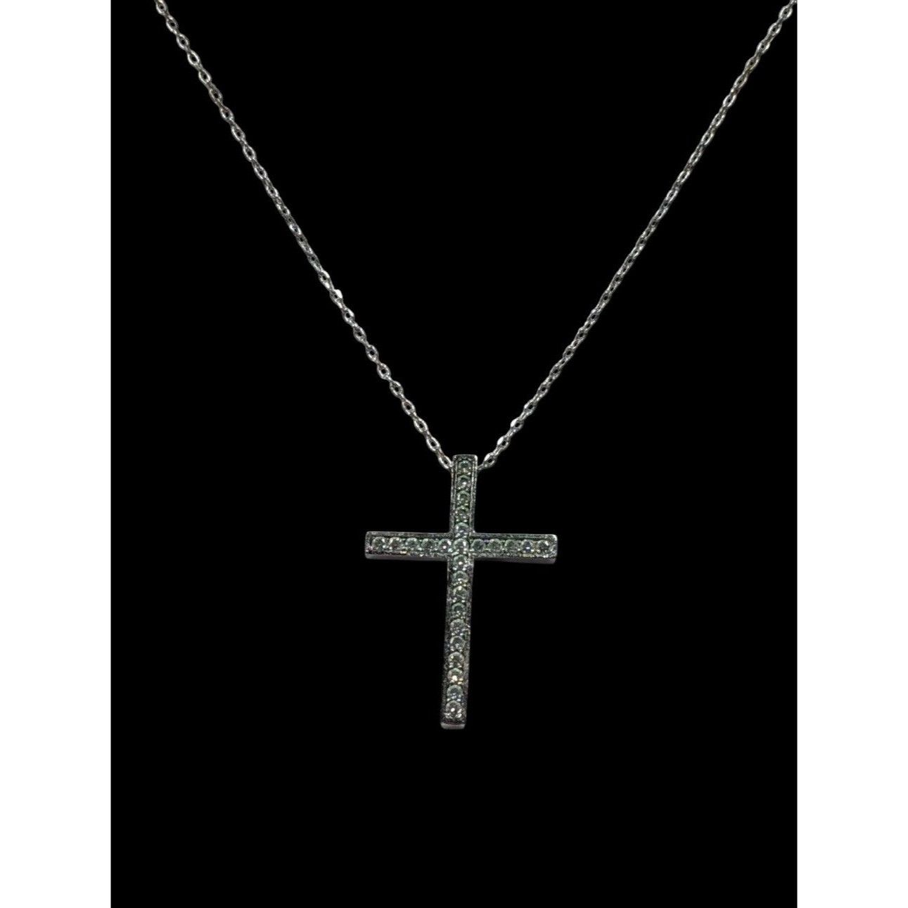 Other Elegant Gemmed Religious Silver Tone Cross Pendant Necklace Size ONE SIZE - 3 Thumbnail