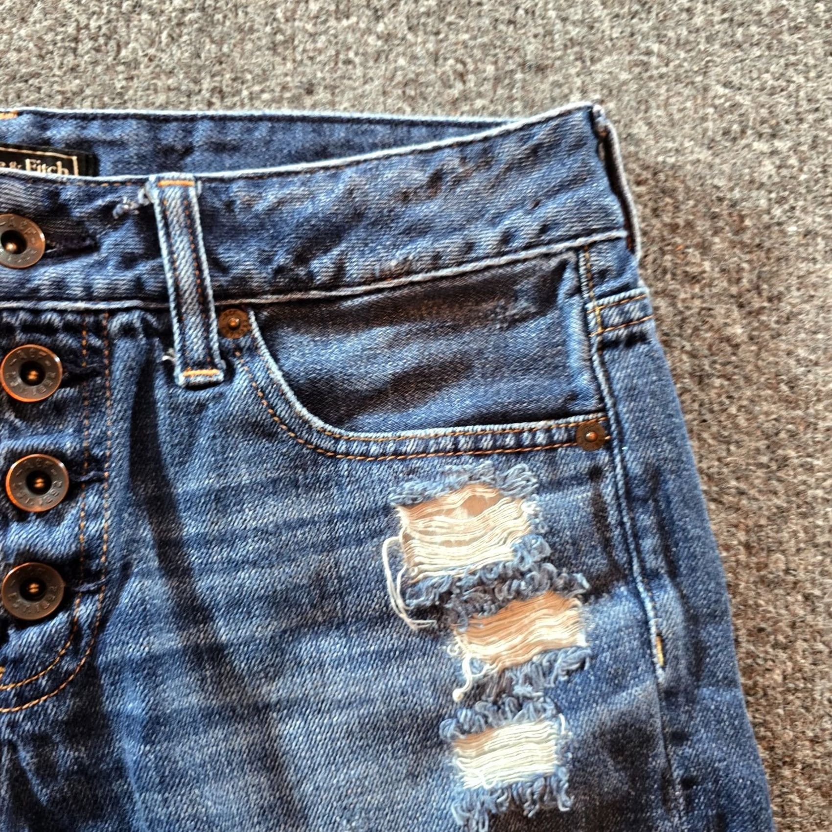 Abercrombie & Fitch Abercrombie & Fitch Shorts Womens Size 26 Blue Button Fly Cutoff Distressed Retro Beachy Casual Summer Womens Size 26" / US 2 / IT 38 - 2 Thumbnail