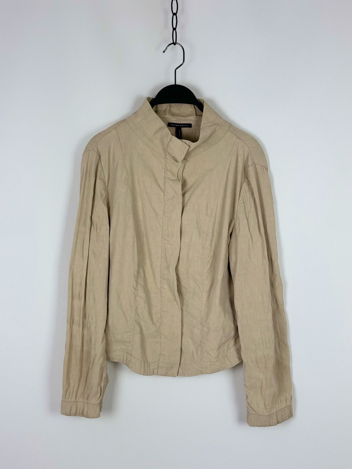 Sarah Pacini Sarah Pacini Linen Beige Light Jacket Size M / US 6-8 / IT 42-44 - 4 Thumbnail
