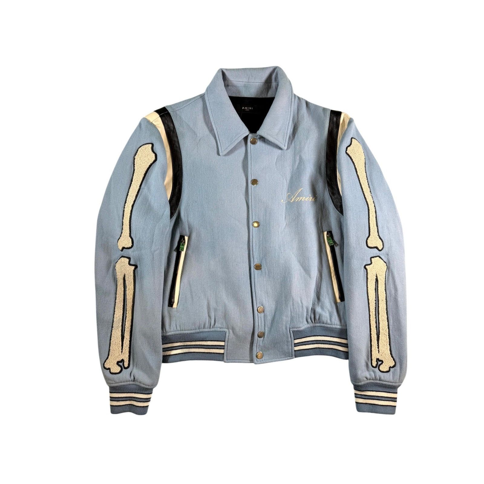 Amiri Amiri Bone Varsity Blue & Cream Jacket Size US L / EU 52-54 / 3 - 1 Thumbnail