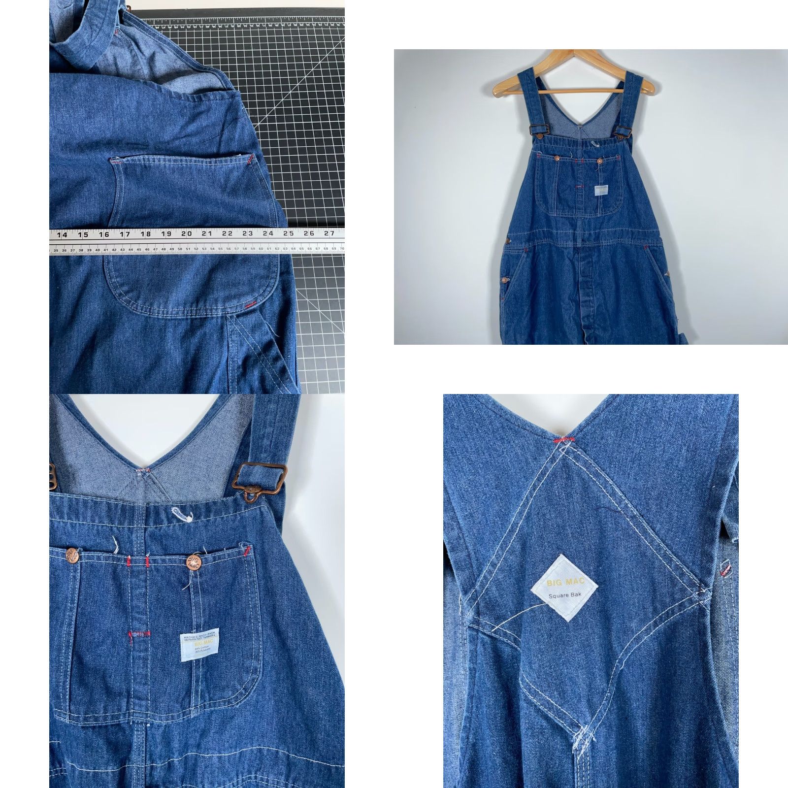 Vintage VTG Big Mac Denim Overalls 44 x 30 Blue Square Bak Union Workwear Size US 44 / EU 60 - 8 Thumbnail