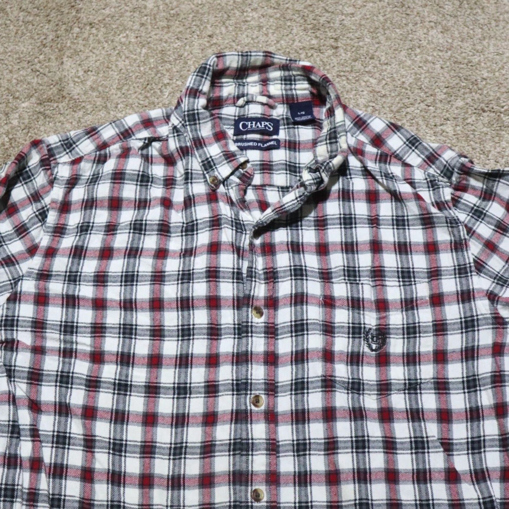 Chaps Chaps Shirt Button-Up Plaid Long Sleeve Adult L Red Cotton Flannel Mens Size US L / EU 52-54 / 3 - 2 Thumbnail