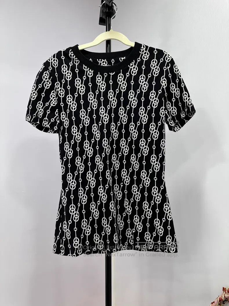 Hermes Hermes Black and White Lock Chain Round Neck Short Sleeve Size XXS / US 00 / IT 34 - 1 Thumbnail