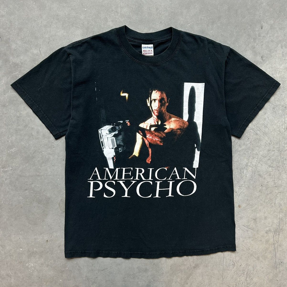 Pre-owned Movie X Vintage Crazy Vintage American Psycho Chainsaw Graphic Tee Hype In Black