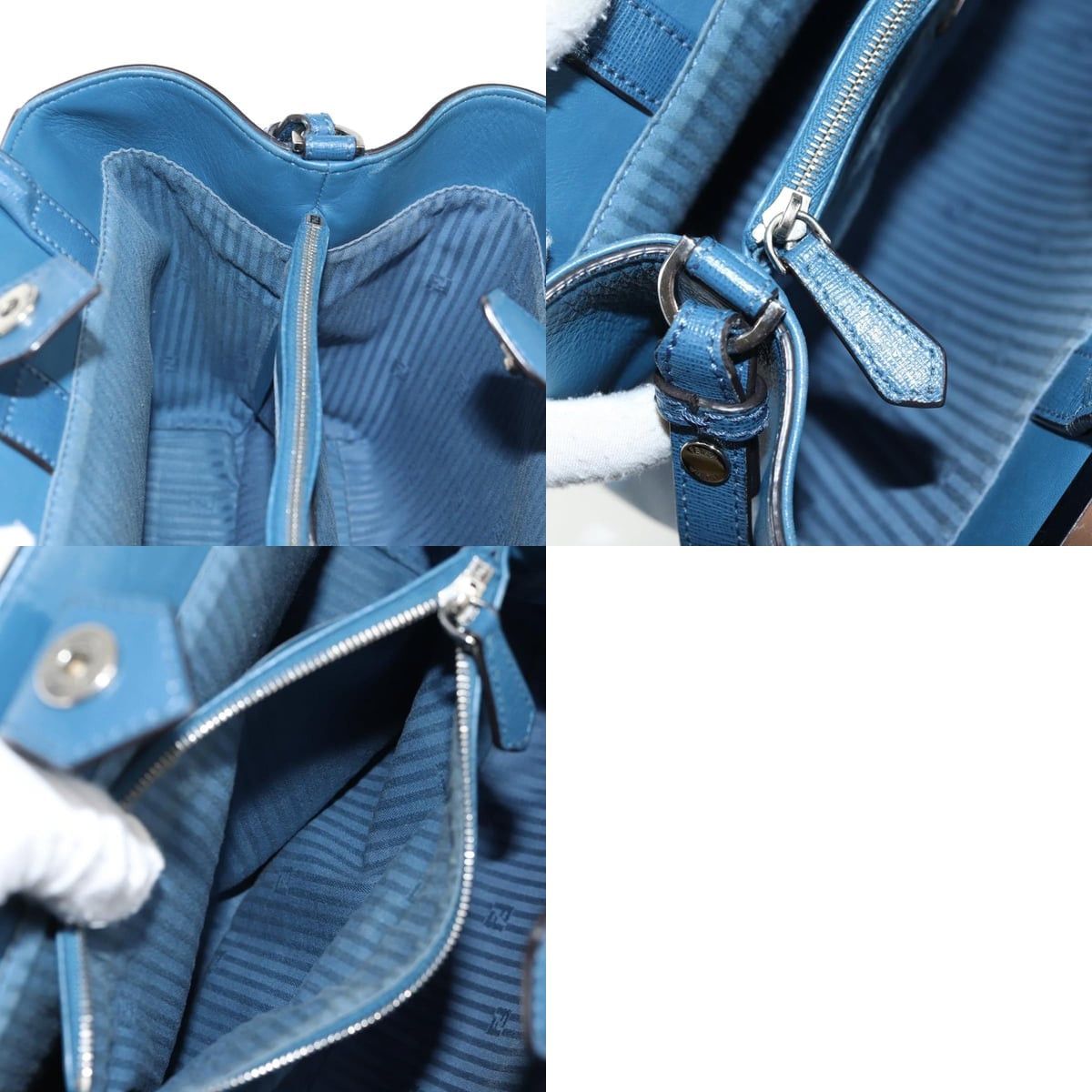 Fendi FENDI Petite To Jules Hand Bag Leather Blue Silver Size ONE SIZE - 13 Thumbnail