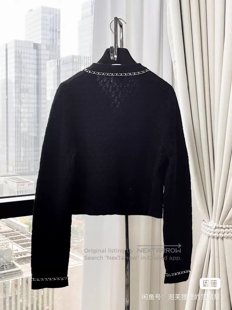 Chanel Chanel Leather chain rolled edge long-sleeved short knit c Size XS / US 0-2 / IT 36-38 - 3 Thumbnail